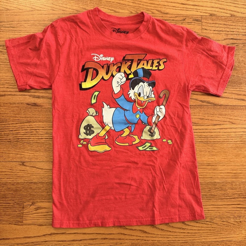 Disney DuckTales Scrooge McDuck Graphic Shirt Red Size Small Cartoon Tee EUC